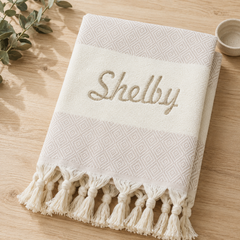Personalized Diamond Turkish Towel Set of 2 — Couples & Wedding Gifts