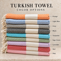 Personalized Turkish Towel Set of 2 — Herringbone Cotton Gifts for Couples