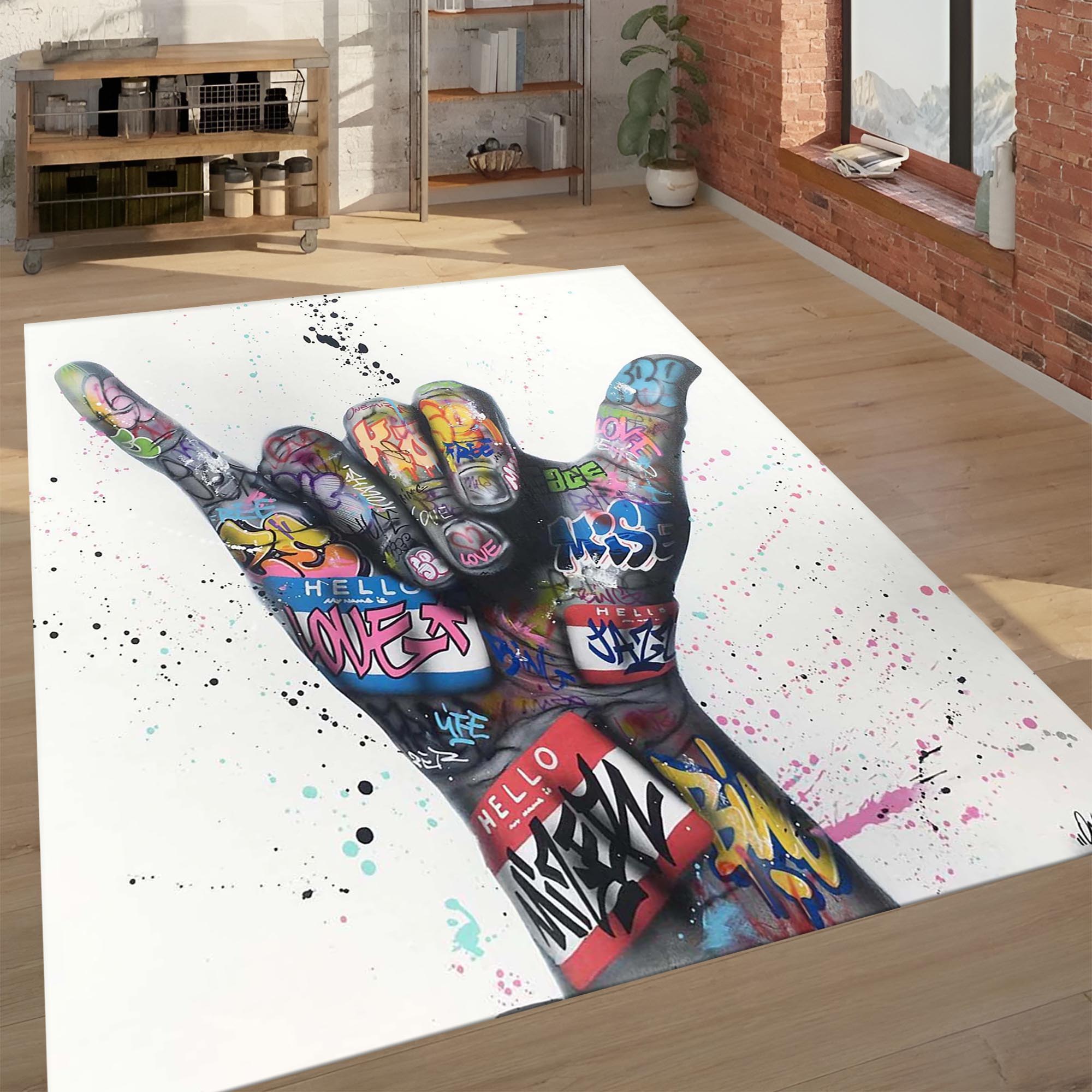 Multicolor Hand Rug, Modern Abstract Art Area Rug, Luxury Glam Decor Carpet, Elegant Living Room Bedroom Floor Mat, Unique Gift Idea