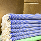 Royal Blue Honeycomb Turkish Towel – Personalized Embroidered Gift, Bridesmaid Spa Favor, Custom Cotton Bath & Beach Towel, Handmade Gift for Her