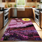 Pink Starry Night Rug – Van Gogh Inspired Art Carpet, Modern Abstract Design for Bedroom or Living Room Decor