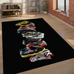 Sneakers Art Rug – Colorful Shoe Graphic on Black, Modern Decor