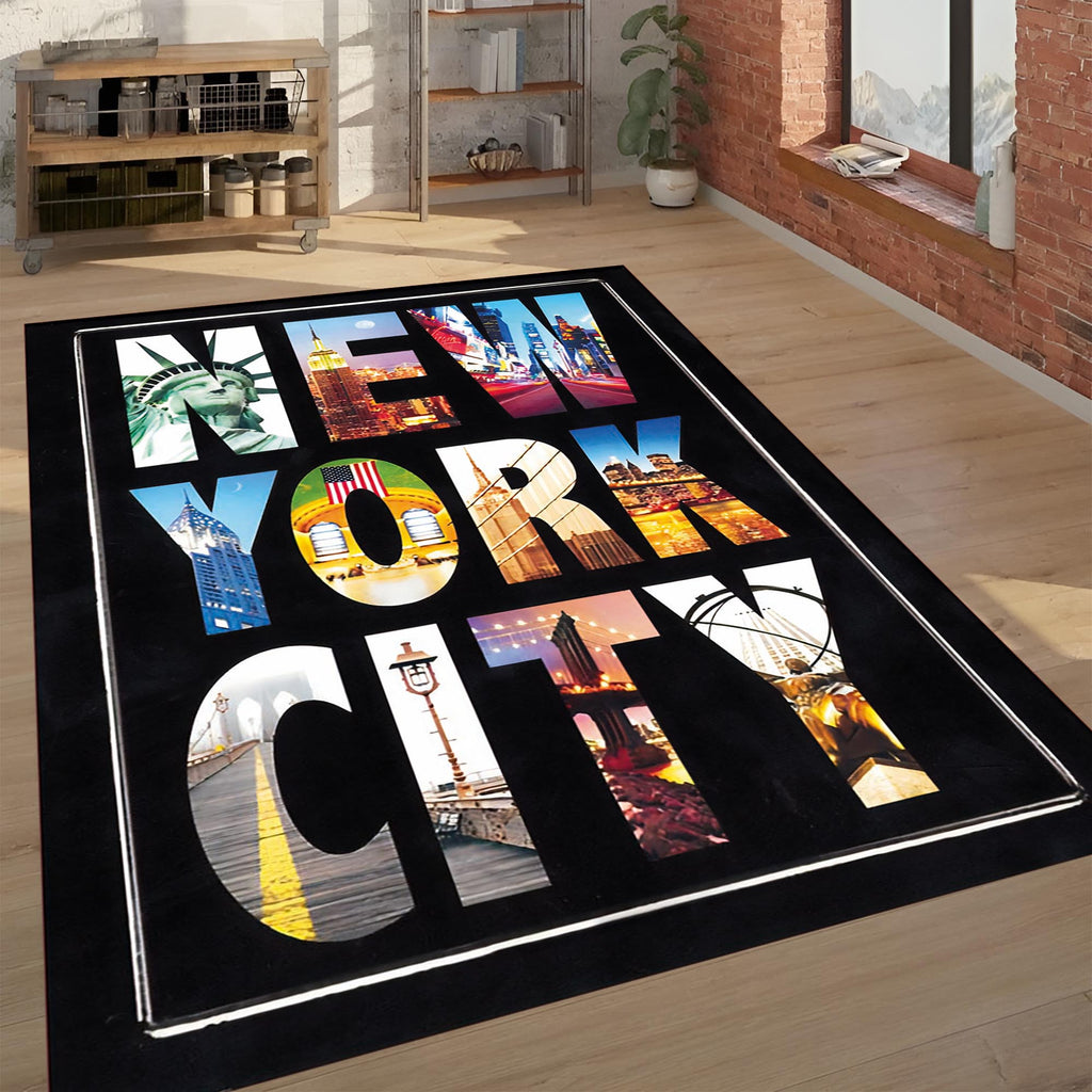 New York City (NYC) Skyline Area Rug | Urban City Theme Floor Mat