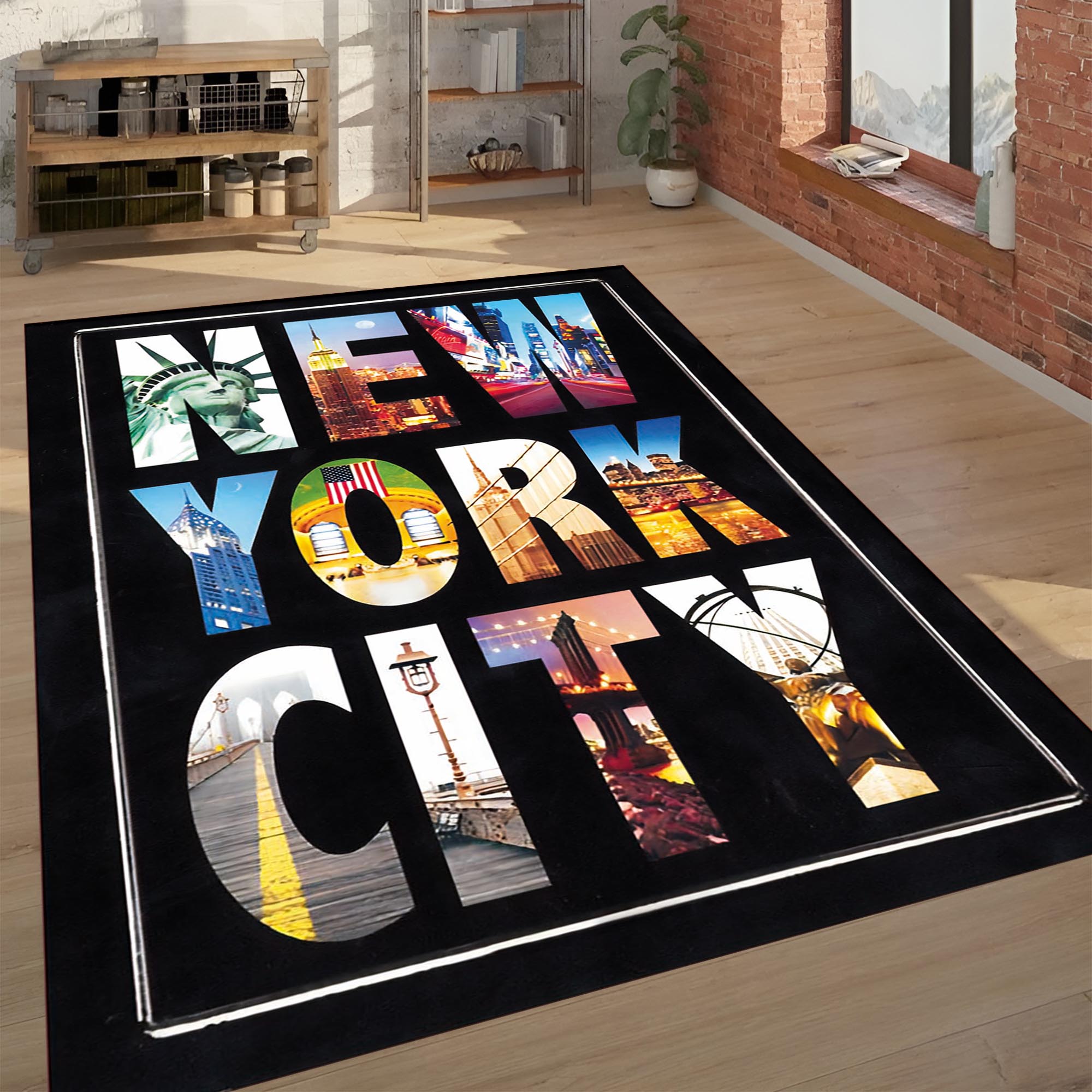 New York City (NYC) Skyline Area Rug | Urban City Theme Floor Mat