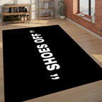 Black and White "Shoes Off" Statement Rug | Home Rule & Clean Floor Decor