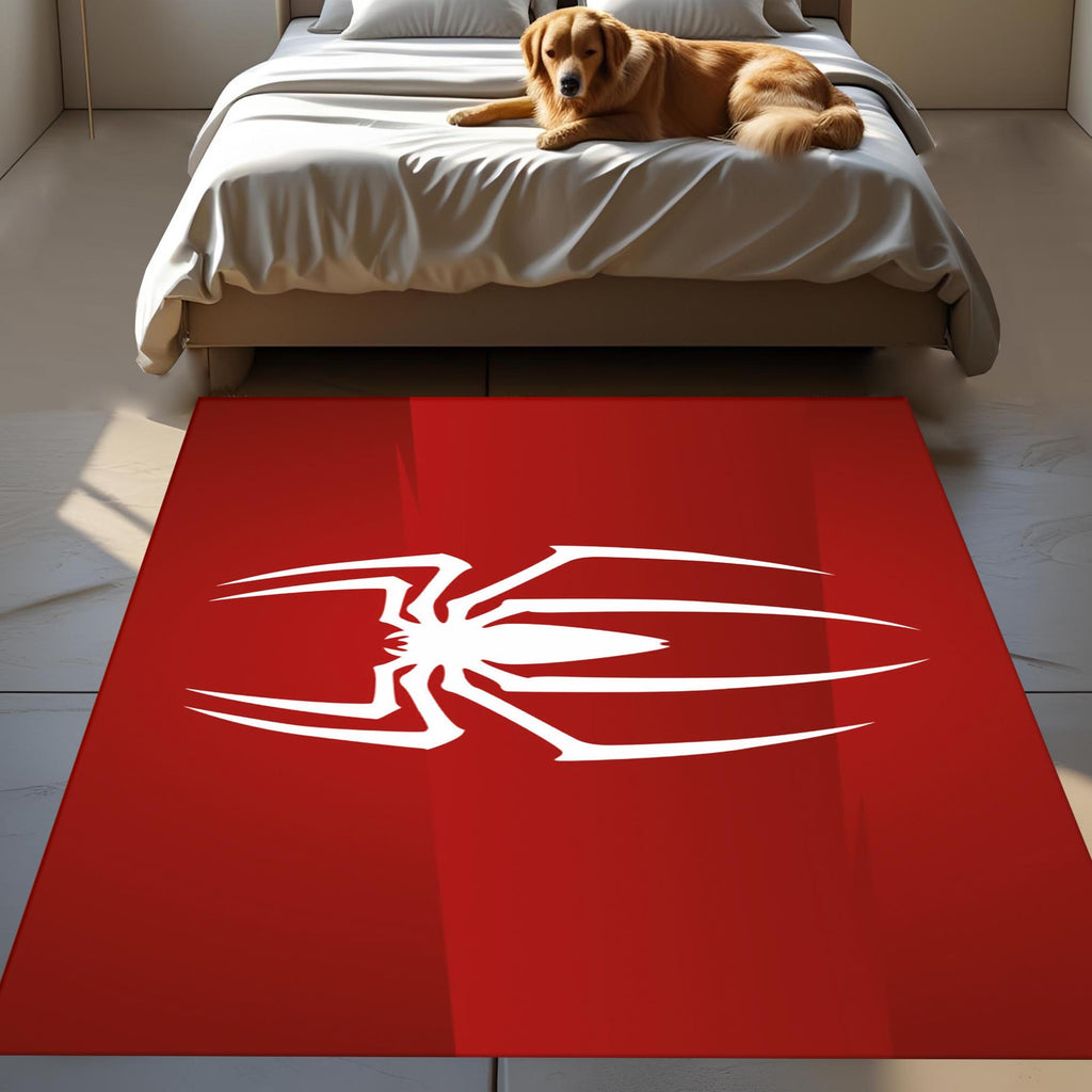 Red Superhero Spider Rug – Cool Kids Room Carpet, Comic Style Gaming and Bedroom Decor