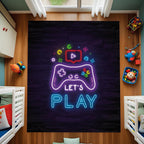 Let’s Play Neon Rug – Gamer Room Carpet with LED Style Controller Design