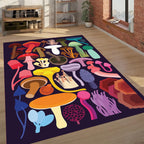 Vibrant & Colorful Mushroom Art Rug | Custom Designed Floor Mat