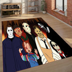 Horror Villains Area Rug – Custom Name Option, Modern Black Living Room Carpet