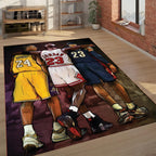 Iconic Basketball Players Team Up Rug | Sports Legend Room Decor & Carpet