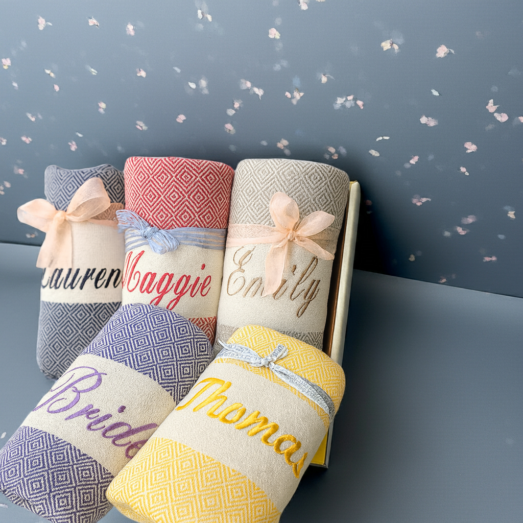Personalized Bridesmaid Towel – Custom Embroidered Spa Gift, Wedding Party Favor, Bachelorette Personalized Gifts for Women