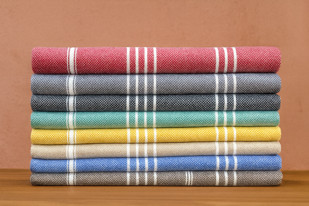Colorful Turkish Cotton Towel Set – Handwoven Peshtemal with Stripes, Soft and Quick Dry Bath or Beach Towels