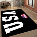 USA Flag Area Rug – Bold Black Modern American Decor