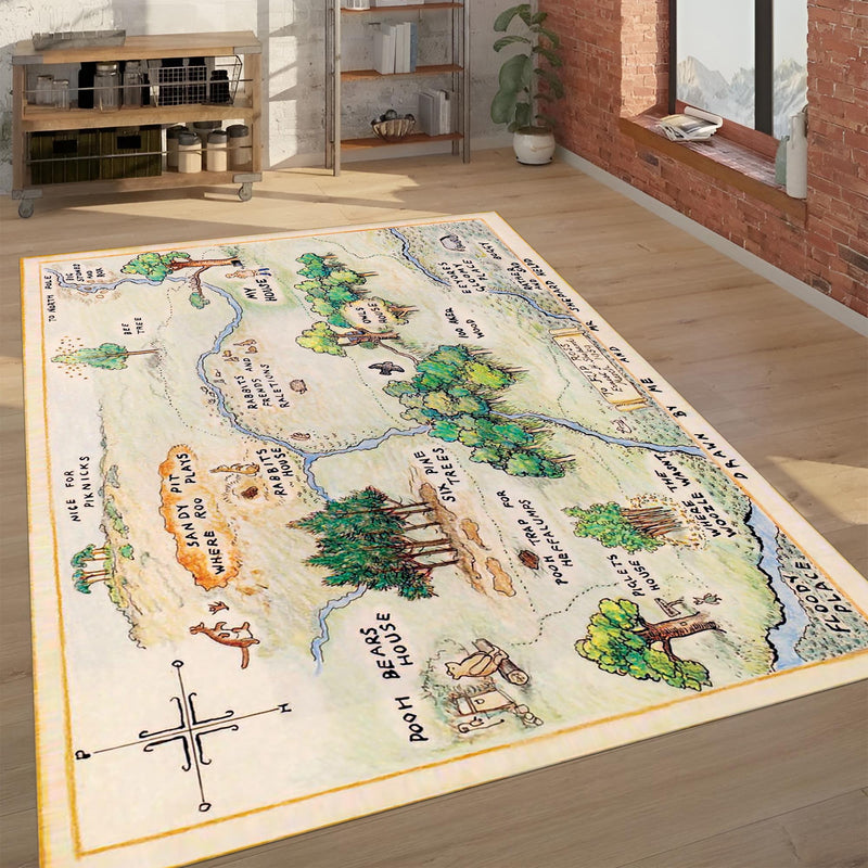 Winnie The Pooh's Hundred Acre Wood Map Area Rug | Nursery & Kids Room Decor