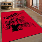Spider-Punk Guitar Area Rug | Red & Black Comic Book Fan Art Mat