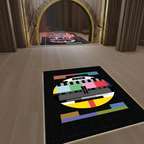 Retro TV Test Pattern Area Rug | Vintage No Signal Broadcast Design Floor Mat