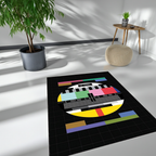 Retro TV Test Pattern Area Rug | Vintage No Signal Broadcast Design Floor Mat