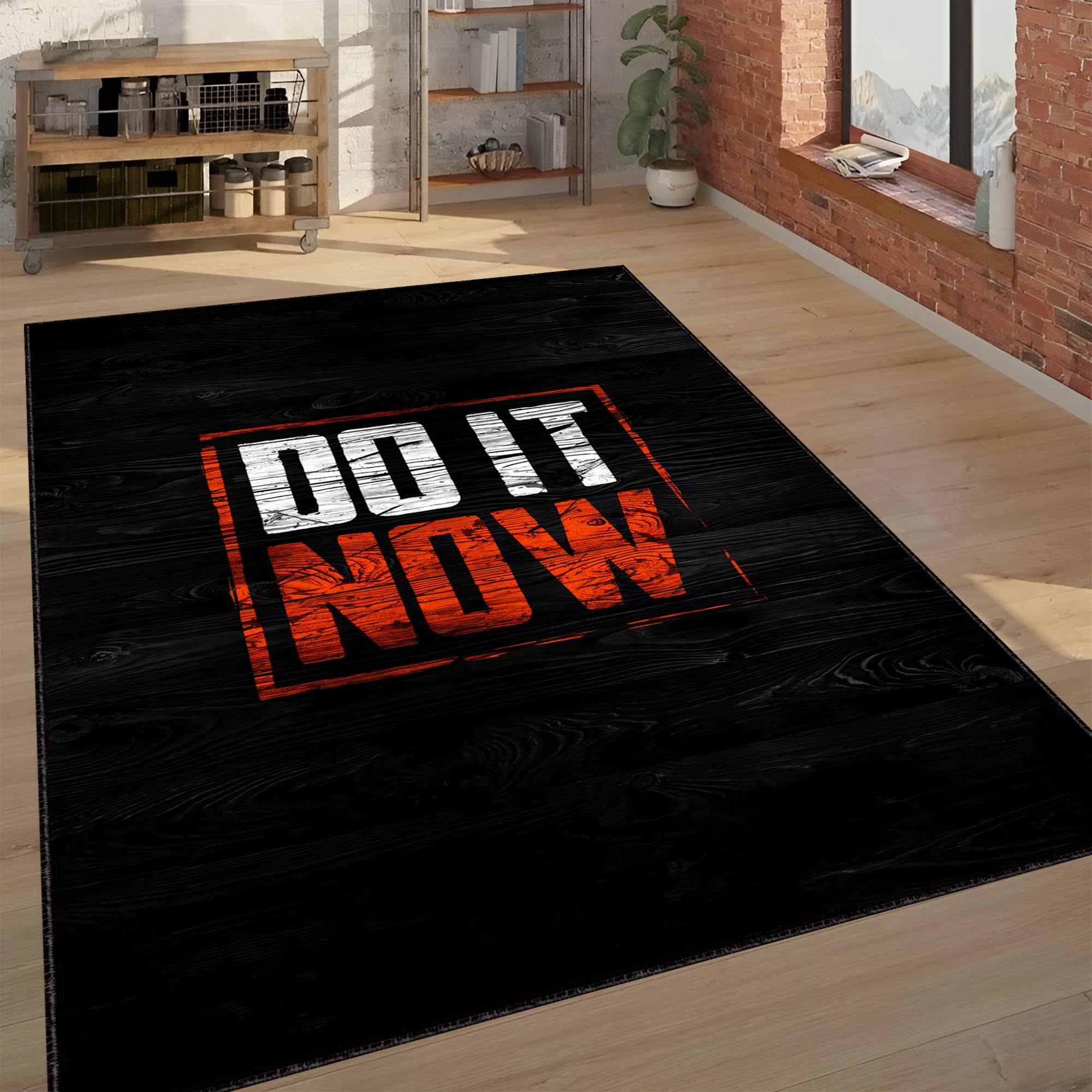 Do It Now" Motivational Area Rug | Gym & Workout Room Fitness Decor Mat