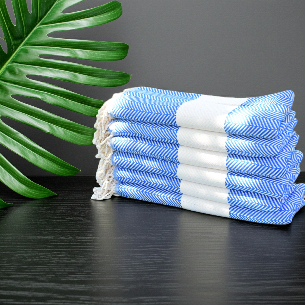 Personalized Blue Turkish Towels – Custom Embroidered Gift for Bridesmaids, Spa & Home