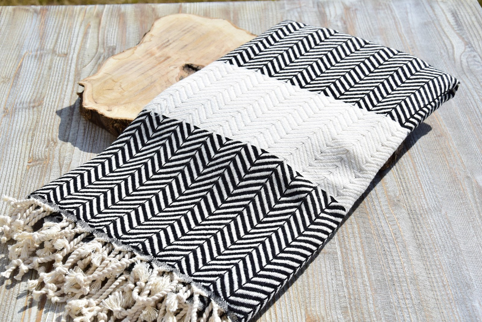 Black and White Turkish Towel – Luxury Cotton Chevron Towel, Handmade Bath & Spa Towel, Personalized Gift for Her, Bridesmaid or Home Decor