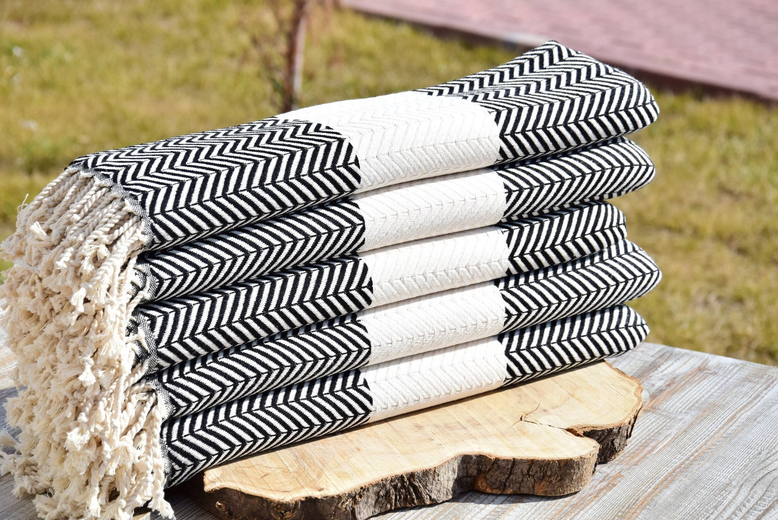 Black and White Turkish Towel – Luxury Cotton Chevron Towel, Handmade Bath & Spa Towel, Personalized Gift for Her, Bridesmaid or Home Decor