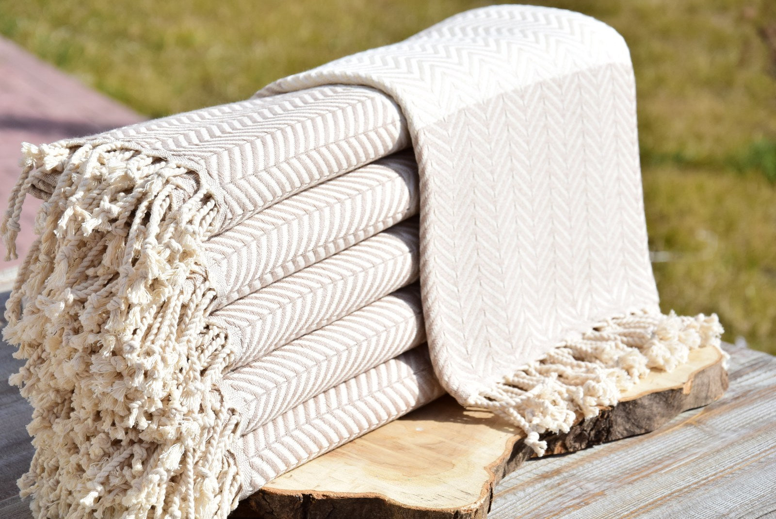 Beige Turkish Towel – Handmade Cotton Chevron Bath & Spa Towel, Minimalist Home Decor, Personalized Gift for Her, Bridesmaid or Housewarming Gift