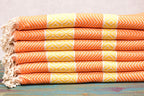 Orange & Yellow Turkish Towel – Handmade Cotton Bath and Spa Towel, Boho Chevron Design, Personalized Gift for Her, Bridesmaid or Bachelorette Favor