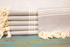 Gray Striped Turkish Towel – Handmade Cotton Bath & Spa Towel, Personalized Gift for Her, Bridesmaid Gift, Modern Home Decor Accent