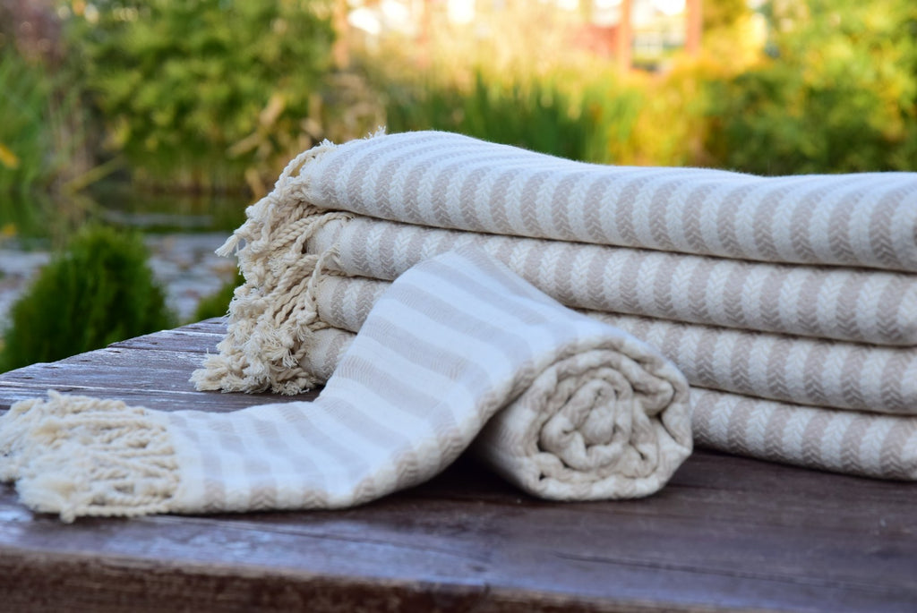 Beige Turkish Towel – Natural Cotton Hammam Towel, Soft Spa & Bath Towel, Personalized Gift for Her, Bridesmaid or Minimalist Home Decor