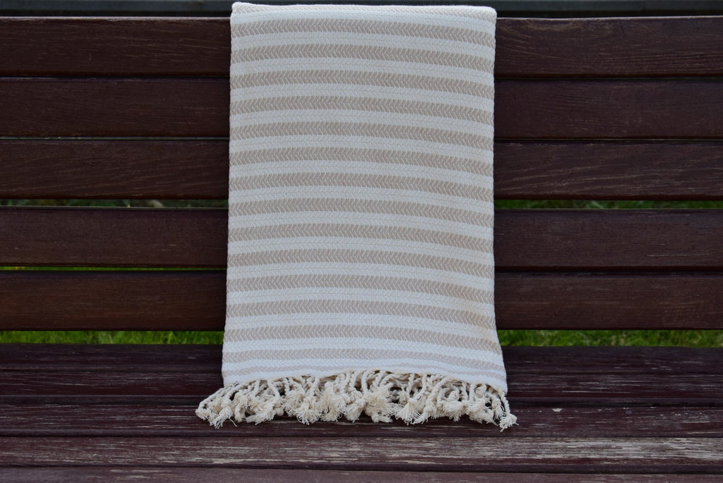 Beige Turkish Towel – Natural Cotton Hammam Towel, Soft Spa & Bath Towel, Personalized Gift for Her, Bridesmaid or Minimalist Home Decor