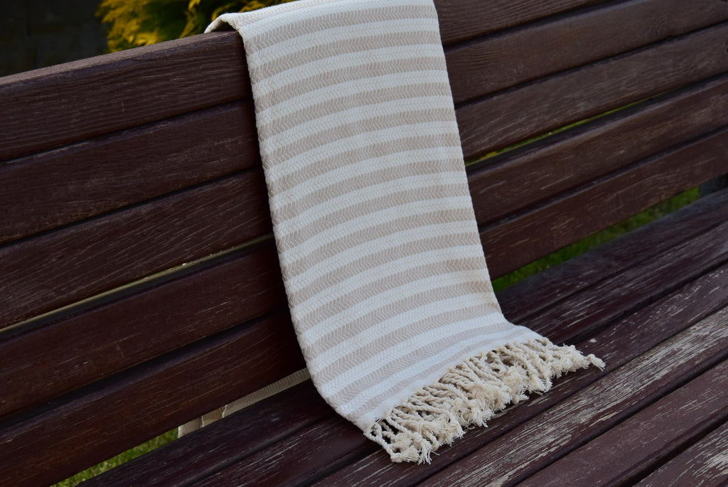 Beige Turkish Towel – Natural Cotton Hammam Towel, Soft Spa & Bath Towel, Personalized Gift for Her, Bridesmaid or Minimalist Home Decor