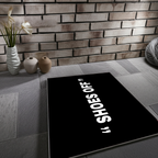 Black and White "Shoes Off" Statement Rug | Home Rule & Clean Floor Decor