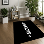 Black and White "Shoes Off" Statement Rug | Home Rule & Clean Floor Decor