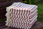 Red Striped Turkish Towel – 100% Cotton Hammam Towel, Soft Spa & Bath Towel, Personalized Bridesmaid Gift, Bachelorette Party Favor, Home Decor