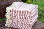 Red Striped Turkish Towel – 100% Cotton Hammam Towel, Soft Spa & Bath Towel, Personalized Bridesmaid Gift, Bachelorette Party Favor, Home Decor