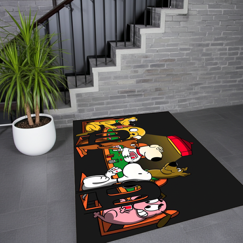 Classic Cartoon Dogs Playing Poker Area Rug | Fun Animation & Game Room Decor