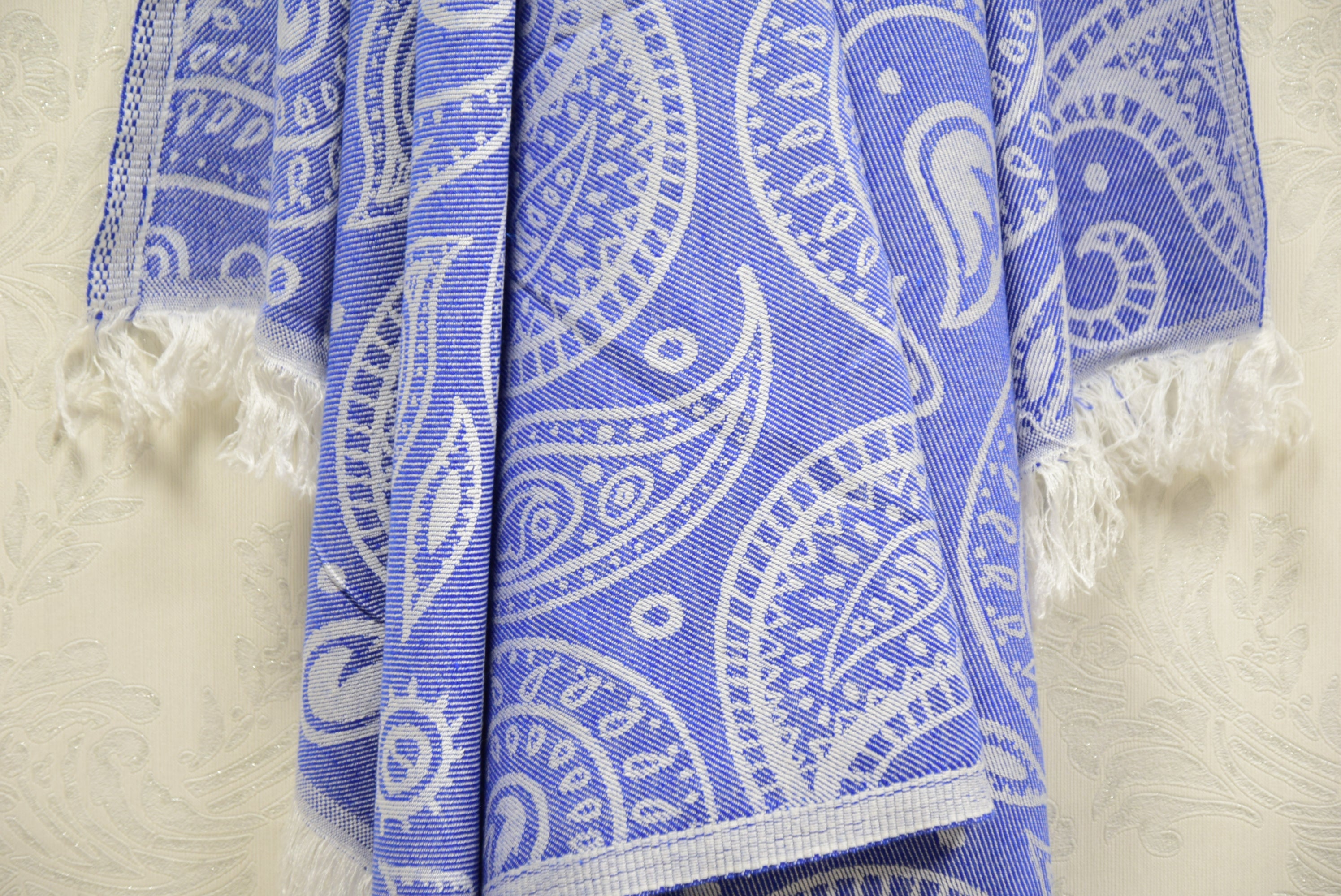 Blue Paisley Turkish Towel – Soft Cotton Peshtemal, Lightweight Spa & Travel Towel, Personalized Gift for Her”