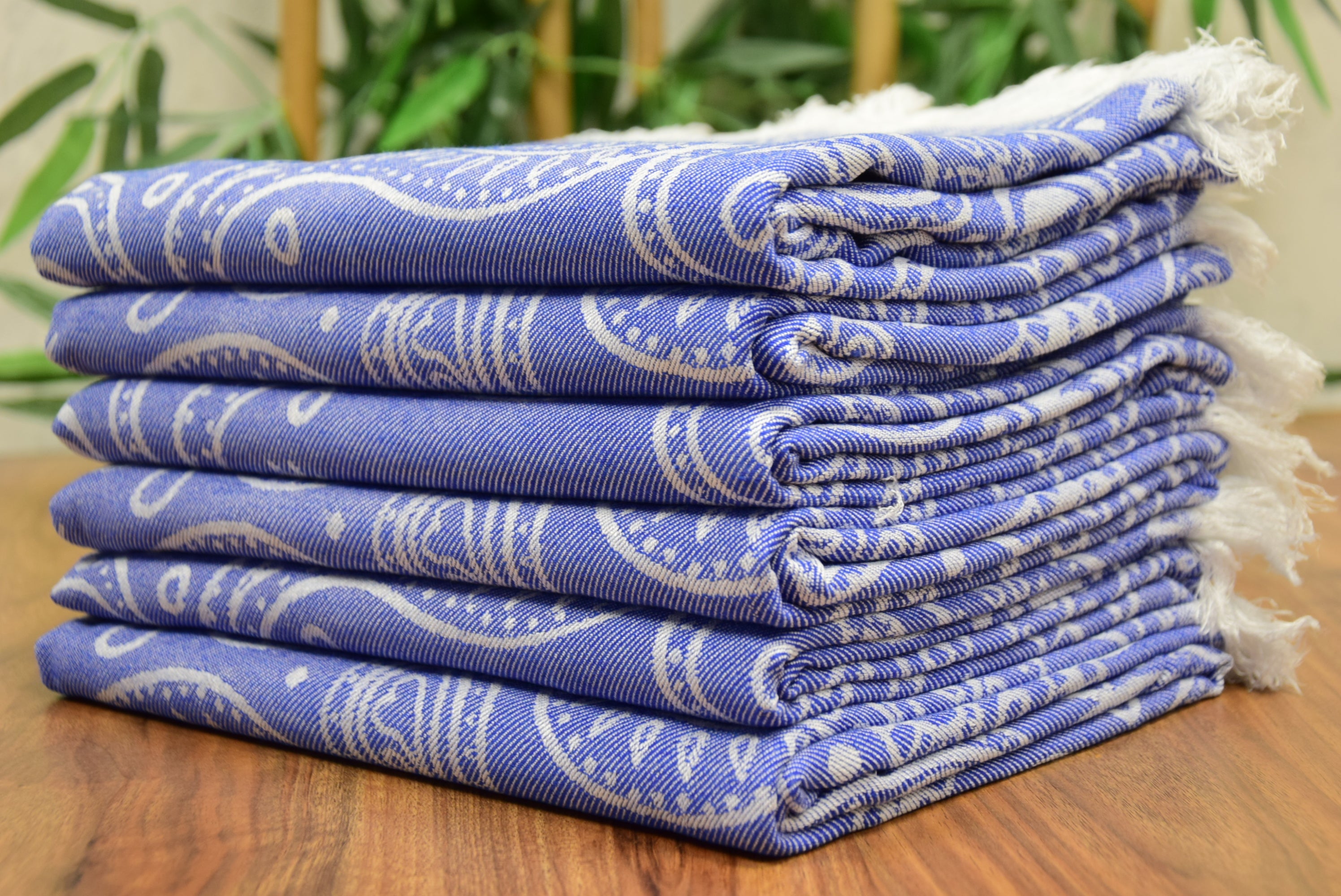 Blue Paisley Turkish Towel – Soft Cotton Peshtemal, Lightweight Spa & Travel Towel, Personalized Gift for Her”