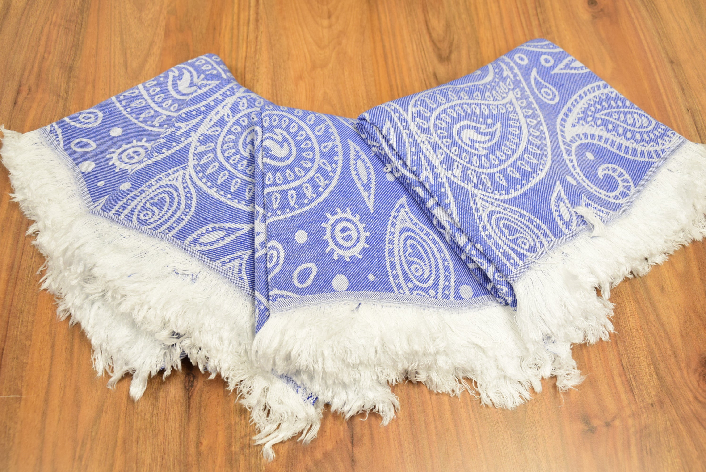 Blue Paisley Turkish Towel – Soft Cotton Peshtemal, Lightweight Spa & Travel Towel, Personalized Gift for Her”