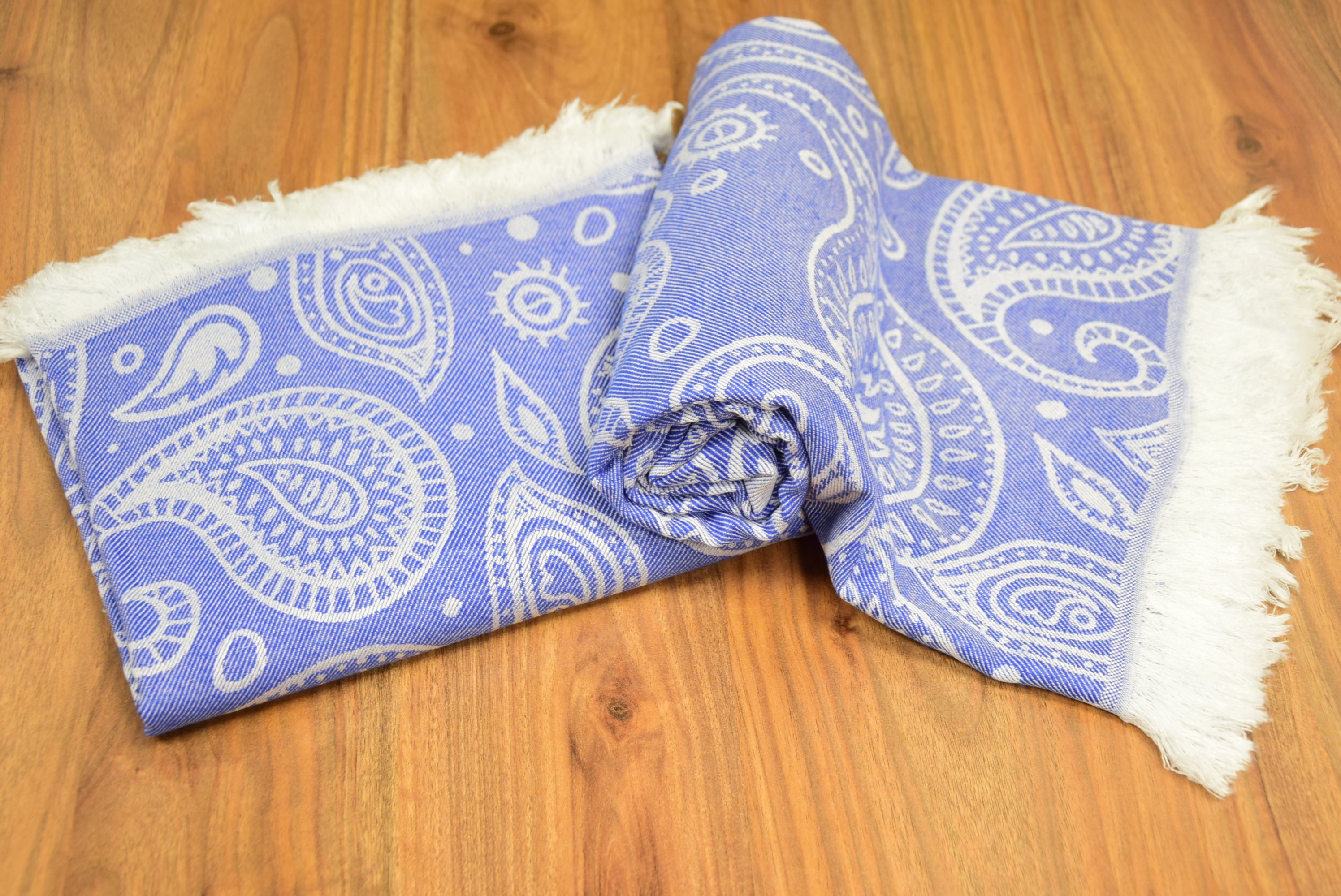 Blue Paisley Turkish Towel – Soft Cotton Peshtemal, Lightweight Spa & Travel Towel, Personalized Gift for Her”