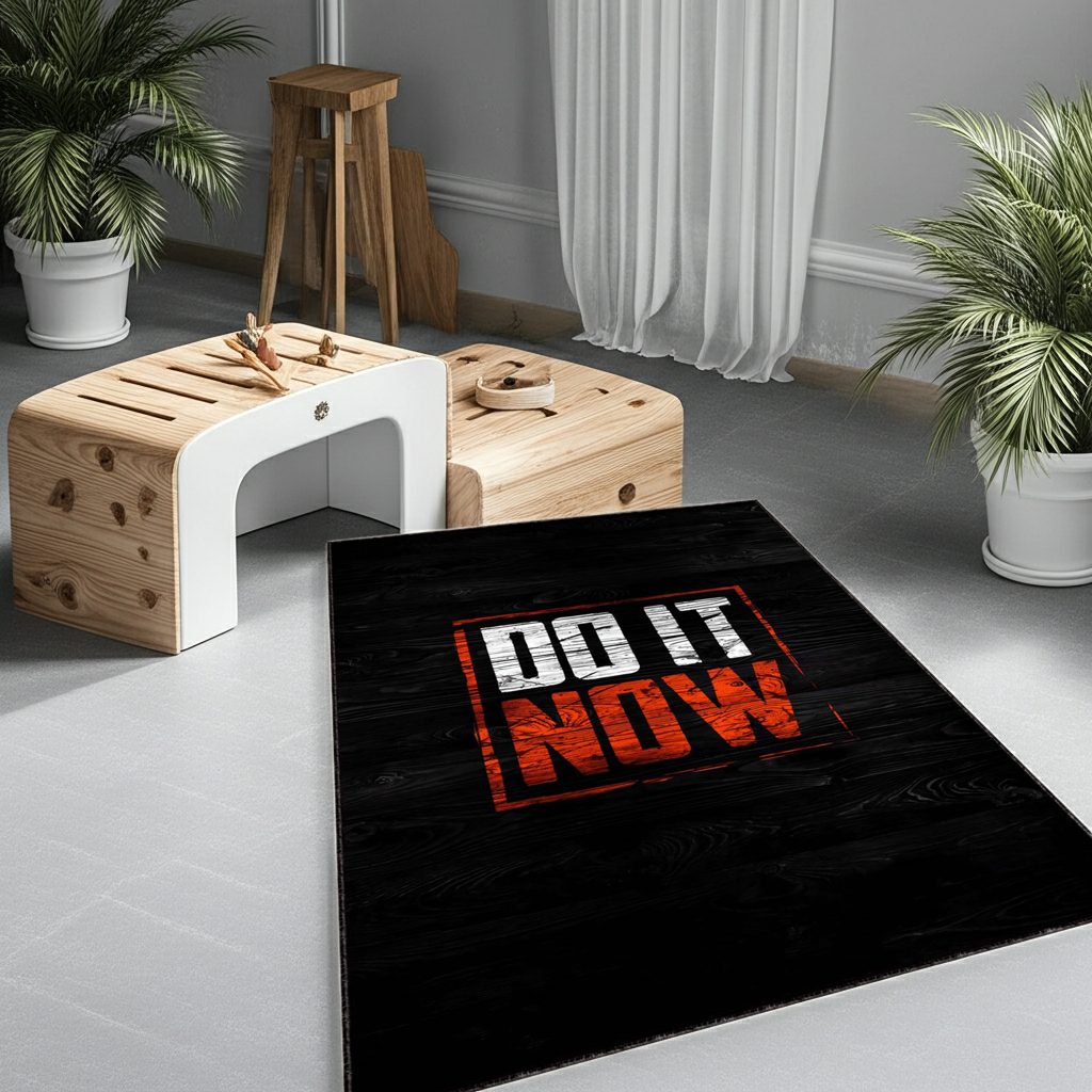 Do It Now" Motivational Area Rug | Gym & Workout Room Fitness Decor Mat