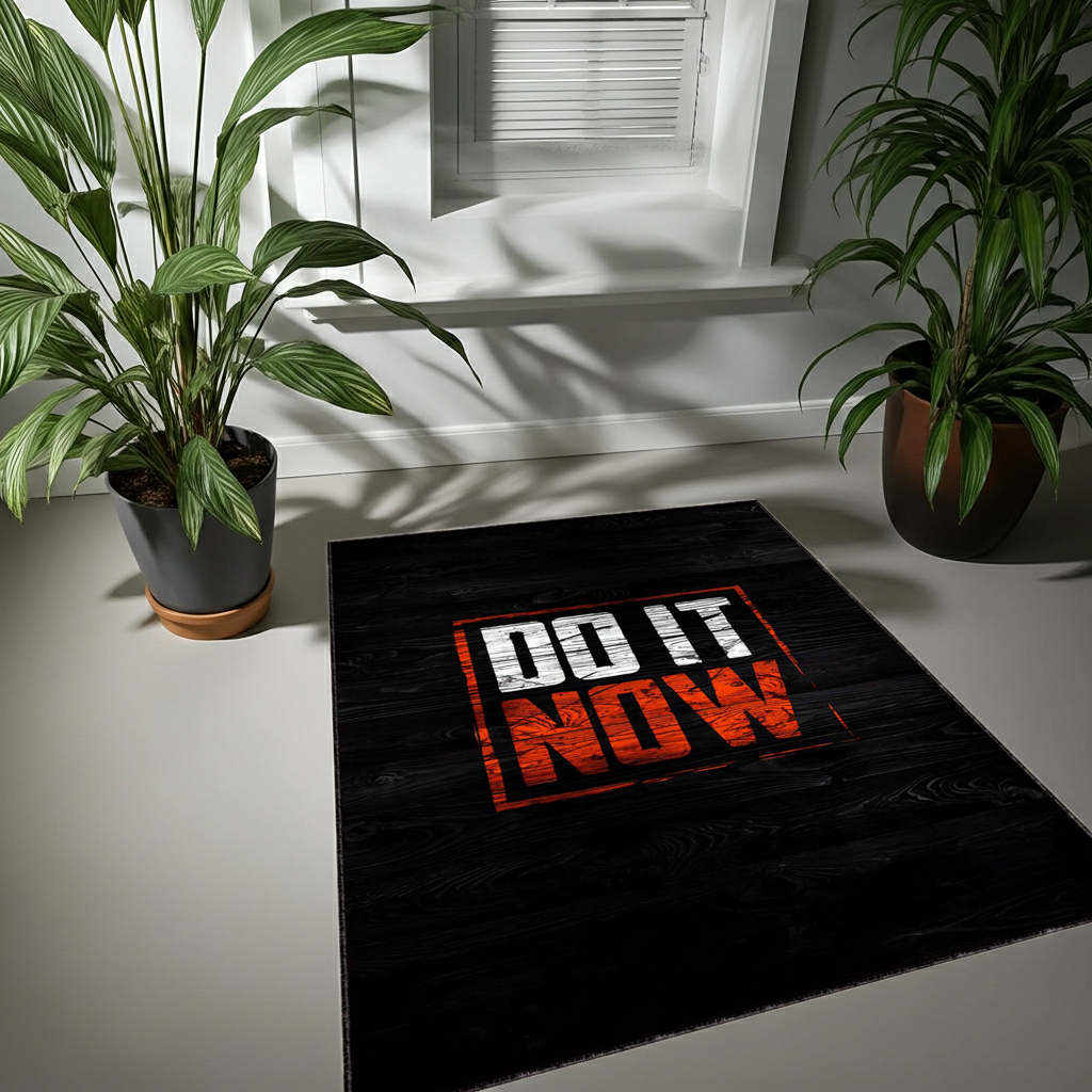 Do It Now" Motivational Area Rug | Gym & Workout Room Fitness Decor Mat