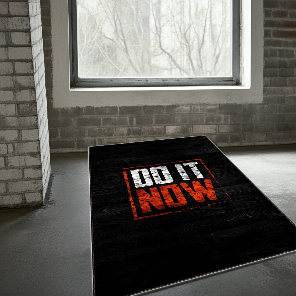 Do It Now" Motivational Area Rug | Gym & Workout Room Fitness Decor Mat