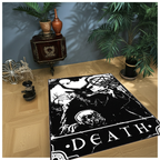Gothic Death Tarot Card Area Rug | Black & White Occult Baphomet Art Mat