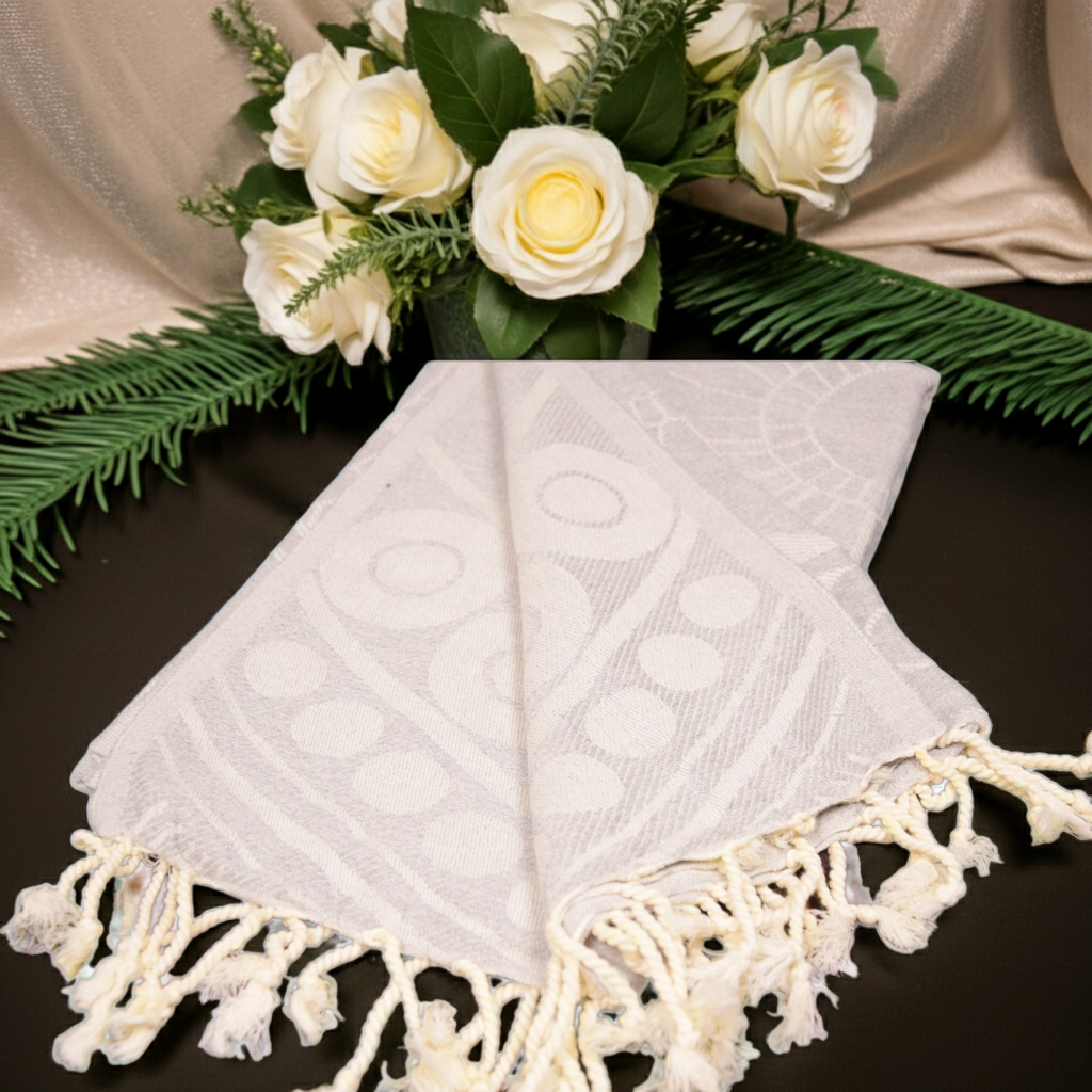 White Sun Pattern Turkish Towel – Luxury Cotton Bath & Spa Towel, Personalized Gift for Her, Elegant Home Décor or Bridesmaid Gift Idea