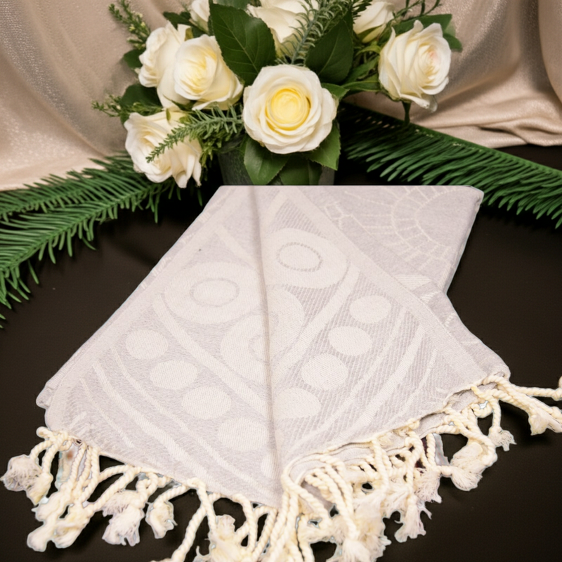 White Sun Pattern Turkish Towel – Luxury Cotton Bath & Spa Towel, Personalized Gift for Her, Elegant Home Décor or Bridesmaid Gift Idea