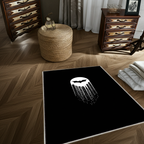 Minimalist Bat Signal & Gotham City Skyline Rug | Black Superhero Fan Mat