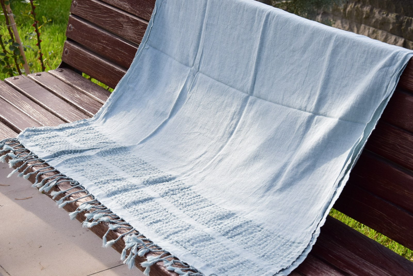 Personalized Green Stonewashed Turkish Towel – Soft Cotton Peshtemal for Bath, Beach, or Spa