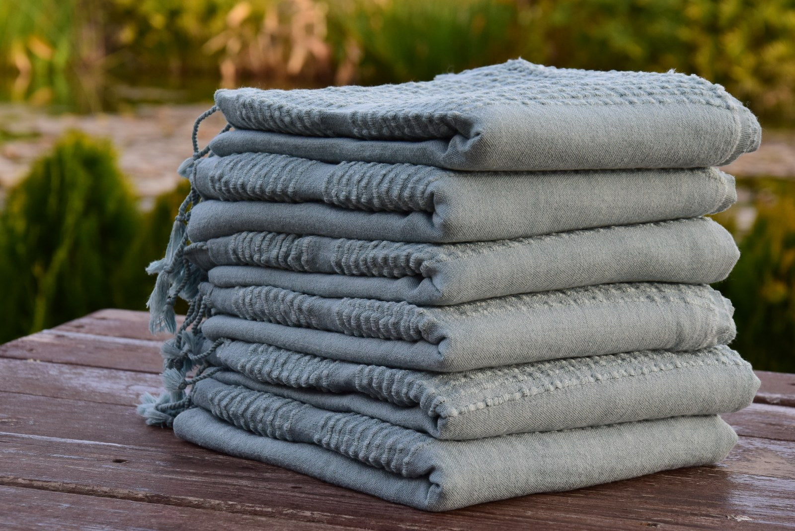 Personalized Green Stonewashed Turkish Towel – Soft Cotton Peshtemal for Bath, Beach, or Spa