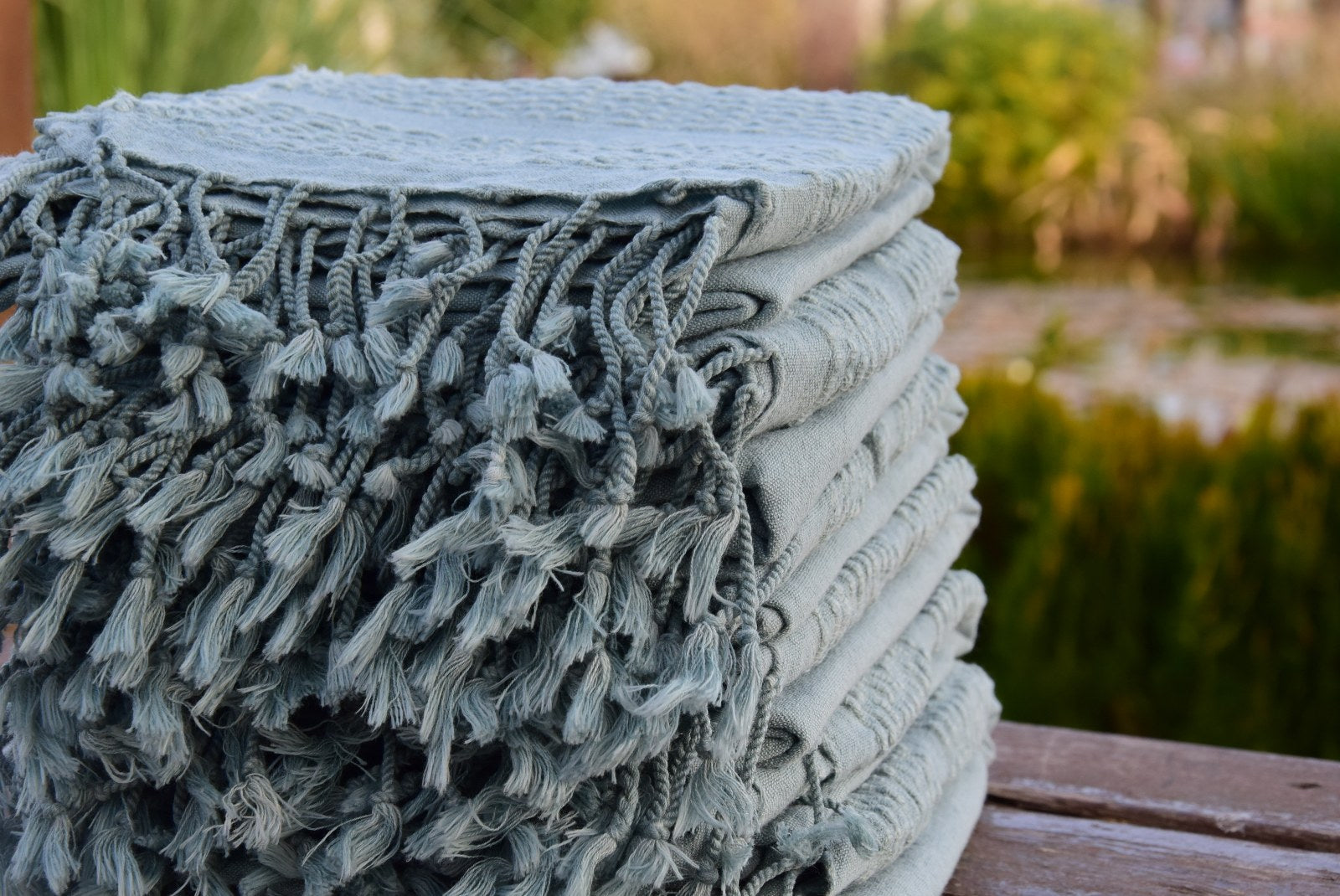 Personalized Green Stonewashed Turkish Towel – Soft Cotton Peshtemal for Bath, Beach, or Spa